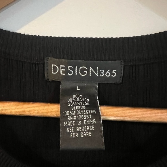Design 365 Women's Size Large Sweater Mixed Media Black Sheer Sleeves Ribbed - Picture 3 of 4